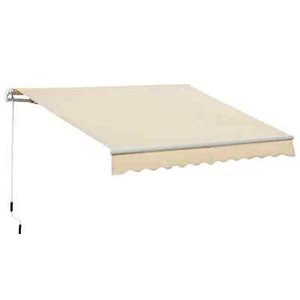 3.5M x 2.5M Manual Awning Canopy Retractable Sun Shade Shelter for Garden - Picture 1 of 11