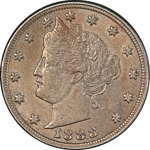 1888 Liberty V Nickel Nice AU/BU Nice Eye Appeal Strong Strike Cover