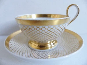 ANTIKE ALTE PARIS SCHOELCHER GOLD PORZELLAN TASSE & UNTERTASSE 19. JAHRHUNDERT 1830er - Bild 1 von 14