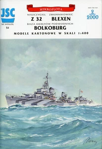 Zerstörer Z 32, Tanker Blexen # Kartonmodellbau# 1:400 # JSC51 - Bild 1 von 7