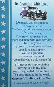 BILLETERA TARJETA AL ABUELO CON AMOR Recuerdo Verso Sentimental Amor Regalo Cumpleaños - Imagen 1 de 6