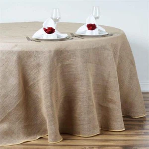 90-Inch ROUND Natural Brown Burlap Tablecloth Wedding Birthday Party Linens - Picture 1 of 3