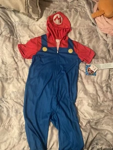 Boys Super Mario Hooded One Piece Pajama Sleeper Suit /Halloween Costume - M(8) - Picture 1 of 8