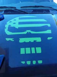 Skull flag Hood Decal large auto graphics vinyl sticker bone American USA v5 - Picture 1 of 3