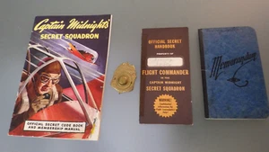 Vtg 1941 Captain Midnight SECRET SQUADRON Decoder Badge & Official Code Book Set - Picture 1 of 14