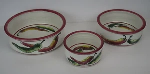 Kunstkeramik verschachtelte Servierschüssel Set Chili Paprika Vintage 3er Set kostenloser Versand - Bild 1 von 11