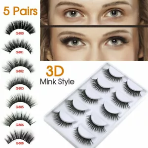 5 Pairs Fake Eyelashes Eye Lashes 3D Mink Natural Thick False Makeup Extension - Picture 1 of 10