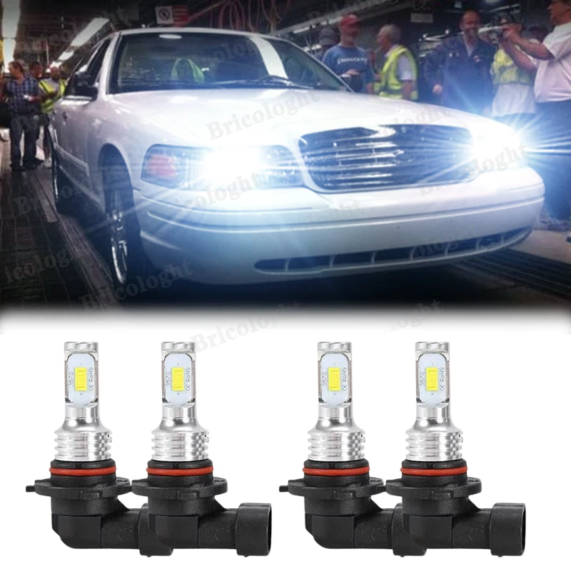 Белые светодиодные лампы дальнего и ближнего света для Ford Crown Victoria 92-97 6000K 4X - Изображение 1 из 4