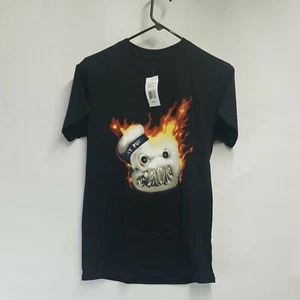 Black Ghostbusters Flaming Stay Puft Marshmallow Man On Fire T-Shirt Size Small - Picture 1 of 9