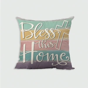 1 Pc Bless this House Themed Rabbit Short Plush Pillow Cover, Versatile, 18" - Picture 1 of 3