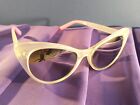 Saraghina MAGALI' 249S Ladies cat eye sunglasses. White/pink frames. Blue lenses