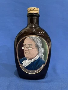 1 jarabe de cabaña de troncos pintado a mano Benjamin Franklin frasco/botella firmada/único en su clase - Imagen 1 de 10