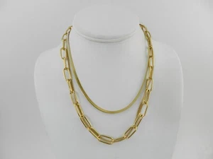Adornia 14k Gold Plated Set of Paper Clip, Snake Chain and Curb Chain Necklace - Picture 1 of 4