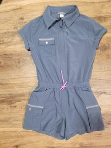 Athlete Girls Navy Blue Romper Size Med 7 8 Shorts Tip Vacay All Day Style - Picture 1 of 8