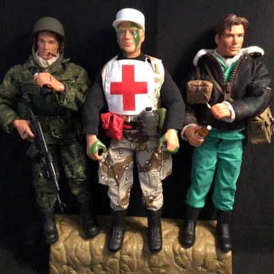 Lot of 3 Action Figures 12” GI JOES & Max Steel WWII Medic, MD & Soldier Set. - Image 1 of 4
