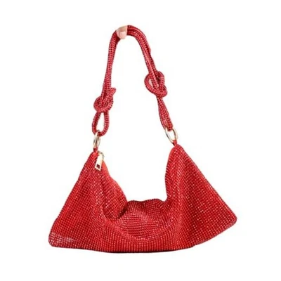  Mujer Moda Brillante Diamante Bolso de Mano Bolso de Hombro Bolso de Noche Rojo Foto 1 de 4