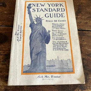 New York Standard Guide 1934 Ask Mr. Foster Travel Service – Vintage Handbook - Imagen 1 de 10
