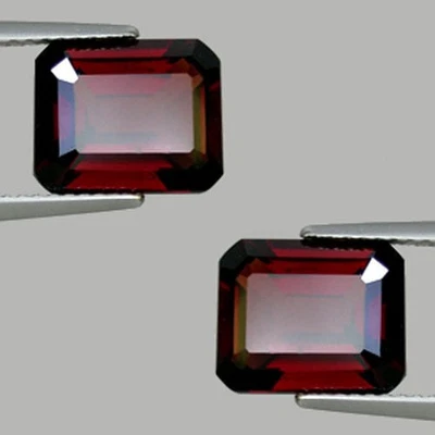 10.20 ct  LUSTROUS  NICE DEEP  RED PYROPE - NATURAL  GARNET OCTAGON  Pair 771 DL - Image 1 of 2