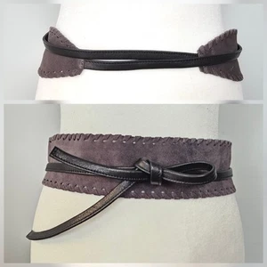 GARNET HILL M/L Obi Cuero Suave Moda Corbata Cinturón Paloma Gris Taupe Hecho en Italia - Imagen 1 de 15