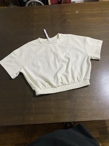 Lululemon Damen Softstreme Gathered Tee T-Shirt In Weiß Größe 6 Off White - Bild 1 von 14