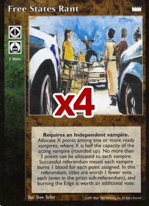 Lot of 4 cards: Free States Rant [LotN set] - VTES card - Imagen 1 de 2