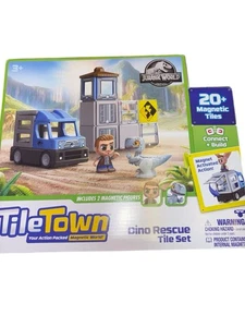 Neu mit Etikett Tile Town Jurassic World Dino Rescue magnetische Fliesen Spielset - Bild 1 von 2