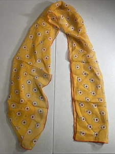 Vintage Echo 100% Yellow Silk Scarf w/ Daisy Print & Red Border - Picture 1 of 4