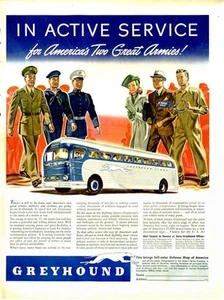 1942 Windhund Bus DRUCKANZEIGE US Army Navy Marine Uniformen tolles Vintage Dekor - Bild 1 von 1