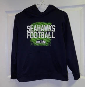 Boys NFL Seattle Seahawks Hoodie Size  M 10-12 Navy Football Sweatshirt - Picture 1 of 5