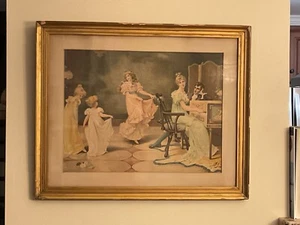 Antique 1893 Lithograph Print by Maude Goodman "When the Heart is Young" Framed - Picture 1 of 10