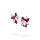Lab Ruby Pear & Marquise Stud Earrings 925 Sterling Silver Statement Luxe Jewel