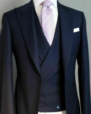 Trajes de hombre de negocios calce regular esmoquin formal novio traje de boda blazer a medida Foto 1 de 4