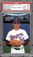 1991 Mother's Cookies Nolan Ryan 300 Wins Baseball #1 Standing Front View PSA 10