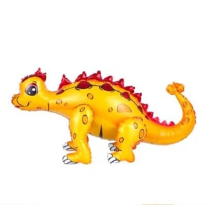 Large 4D Standing Orange Ankylosaurus Dinosaur Foil Balloon Dino Party Decor - Picture 1 of 2