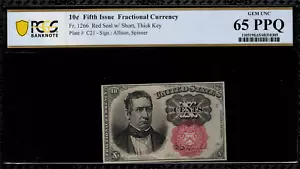 FR-1266 $0.10 Fifth Issue Fractional Currency - 10 Cents - Graded PCGS 65 PPQ - Picture 1 of 2