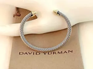 D. YURMAN 14KT.&.925-5.0mm CLASSIC CABLE-w-14kt GOLD DOME ENDS-WGT-27.1grm-UXR-1 - Picture 1 of 7