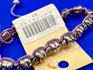 Skull's Links on Purple Rope NOS Gothic Punk Style Bracelet - Picture 1 of 9
