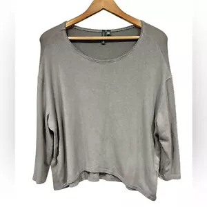 Shannon Passero Gray Longsleeved Tunic Top Basic Casual Large Crew Neck Soft - Picture 1 of 6