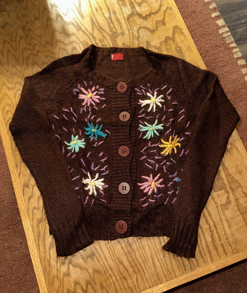Винтажный Levis вязаный цветок кардиган свитер - Изображение 1 из 4