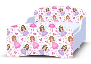 Girls Toddler Junior Bed + Luxury Foam Mattress 2-8 Y PINK FAIRIES PRINCESSES - Picture 1 of 7