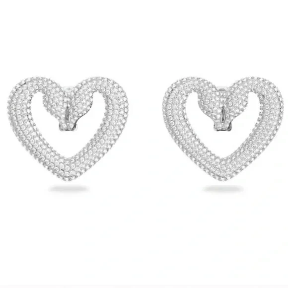 Swarovski Una clip earrings Heart size L White 5626172 with Box