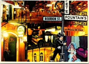 New Orleans Louisiana Colorful Bourbon Street Night Multi View Postcard c1980 - Picture 1 of 2