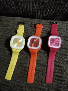 Flex by Crow Watch Silicone Red Orange Yellow Jelly interchangeable Band 3 Lot - Picture 1 of 8