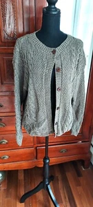 Cabelas womens grey cardigan sweater cotton blend knit cozy grandpa grandma core - Picture 1 of 11