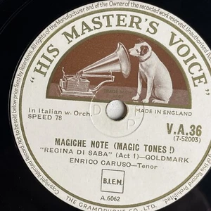 10 Zoll 78 U/min - Enrico Caruso-Magiche Notizen / Von meiner Freundin schlafender Fluer / HMV V.A.36 - Bild 1 von 4