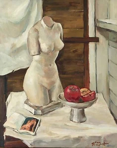 Original Gemälde Stillleben mit Akt Wade Zint California gelisteter Künstler 60er? - Bild 1 von 8