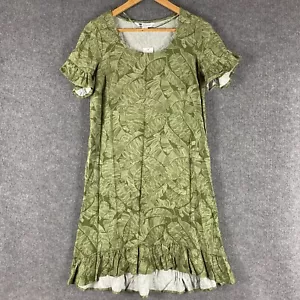 Rockmans Dress Womens 8 Green Shift Linen Frill Event Occasion Corporate NEW - Picture 1 of 13