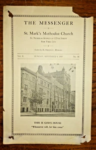 THE MESSENGER - St. Marks Methodist Church, Harlem - 1949 Worship Bulletin - Picture 1 of 2