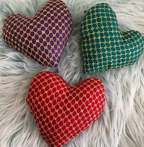 HEARTS set of 3, handmade, gold lace, bowl fillers, Christmas, Valentine's Day - Picture 1 of 2