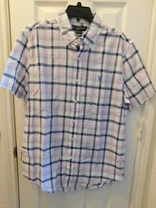 U.S. POLO ASSN. Men's Short Sleeve Button Down Shirt SMALL Plaid Violet Mist - Picture 1 of 2